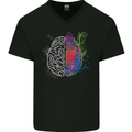 Artistic Technical Brain Artist Engineer Mens V-Neck Cotton T-Shirt Black