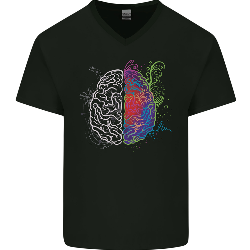 Artistic Technical Brain Artist Engineer Mens V-Neck Cotton T-Shirt Black