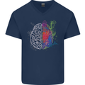 Artistic Technical Brain Artist Engineer Mens V-Neck Cotton T-Shirt Navy Blue