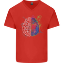 Artistic Technical Brain Artist Engineer Mens V-Neck Cotton T-Shirt Red