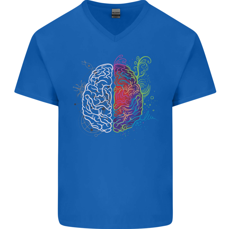 Artistic Technical Brain Artist Engineer Mens V-Neck Cotton T-Shirt Royal Blue