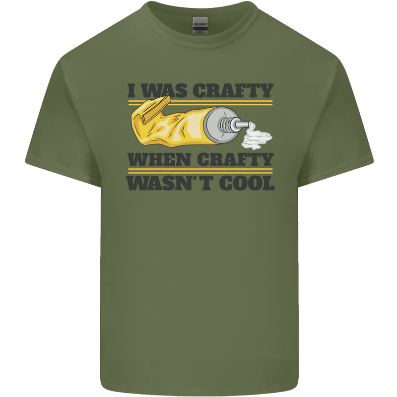 Arts and Crafts Funny Crafty Art Artist Mens Cotton T-Shirt Tee Top Military Green