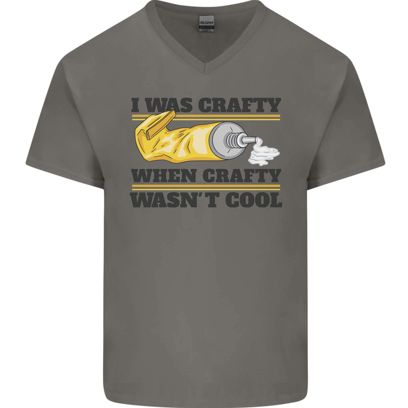 Arts and Crafts Funny Crafty Art Artist Mens V-Neck Cotton T-Shirt Charcoal