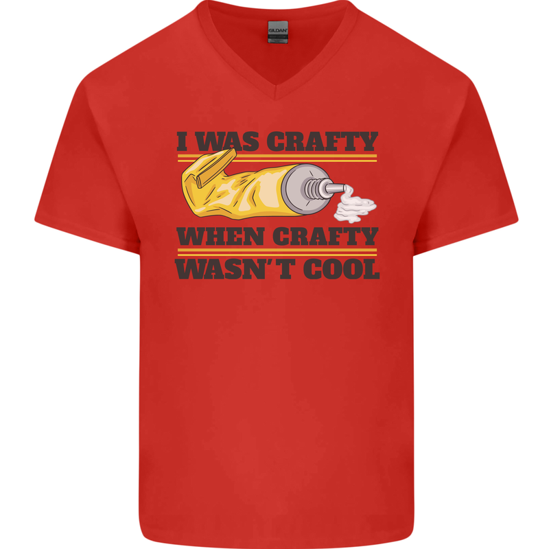 Arts and Crafts Funny Crafty Art Artist Mens V-Neck Cotton T-Shirt Red