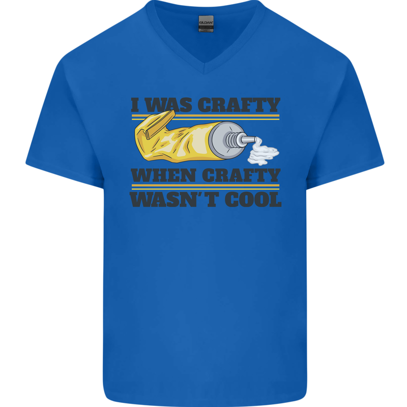Arts and Crafts Funny Crafty Art Artist Mens V-Neck Cotton T-Shirt Royal Blue