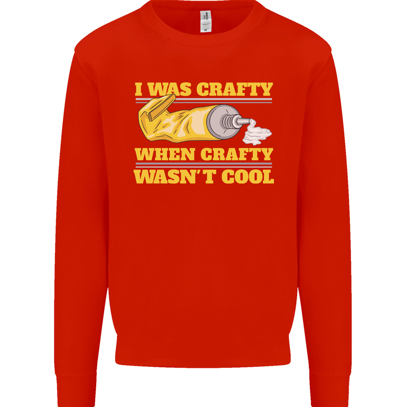 Arts and Crafts Funny Crafty Artist Art Kids Sweatshirt Jumper Bright Red