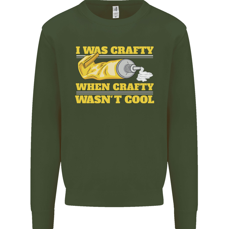 Arts and Crafts Funny Crafty Artist Art Mens Sweatshirt Jumper Forest Green