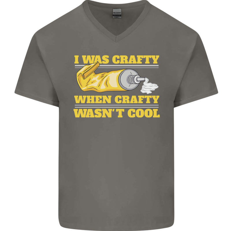 Arts and Crafts Funny Crafty Artist Art Mens V-Neck Cotton T-Shirt Charcoal