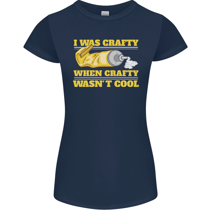 Arts and Crafts Funny Crafty Artist Art Womens Petite Cut T-Shirt Navy Blue
