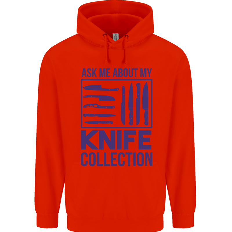 Ask About My Knife Collection Funny Chef Childrens Kids Hoodie Bright Red