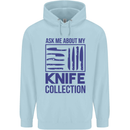 Ask About My Knife Collection Funny Chef Childrens Kids Hoodie Light Blue