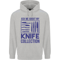 Ask About My Knife Collection Funny Chef Childrens Kids Hoodie Sports Grey