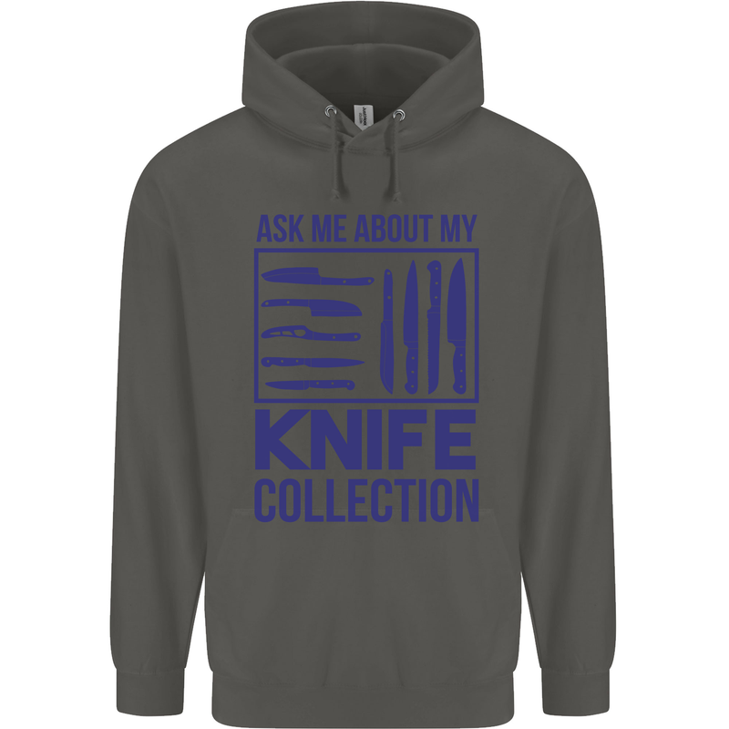 Ask About My Knife Collection Funny Chef Childrens Kids Hoodie Storm Grey