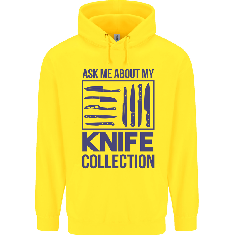 Ask About My Knife Collection Funny Chef Childrens Kids Hoodie Yellow