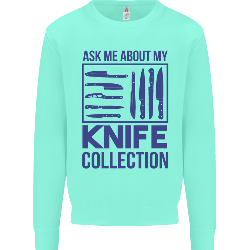 Ask About My Knife Collection Funny Chef Kids Sweatshirt Jumper Peppermint