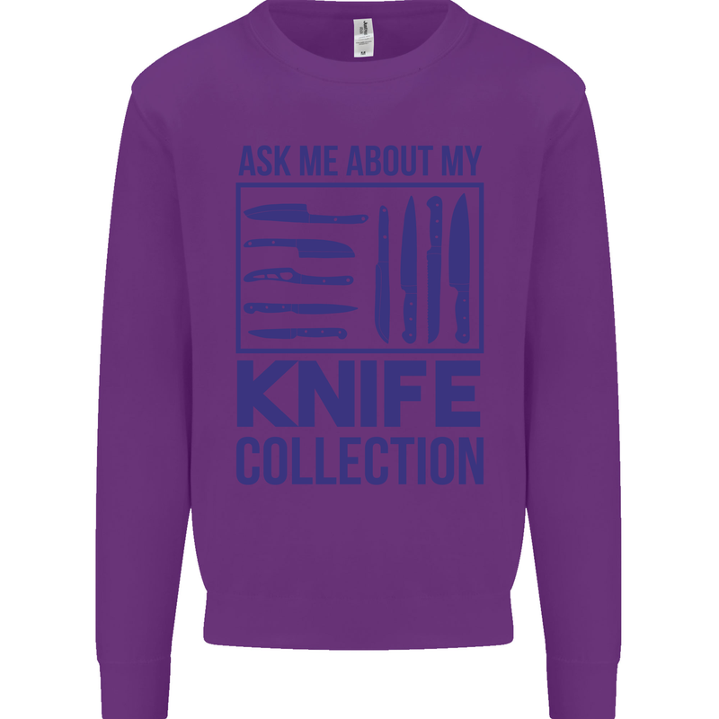 Ask About My Knife Collection Funny Chef Kids Sweatshirt Jumper Purple