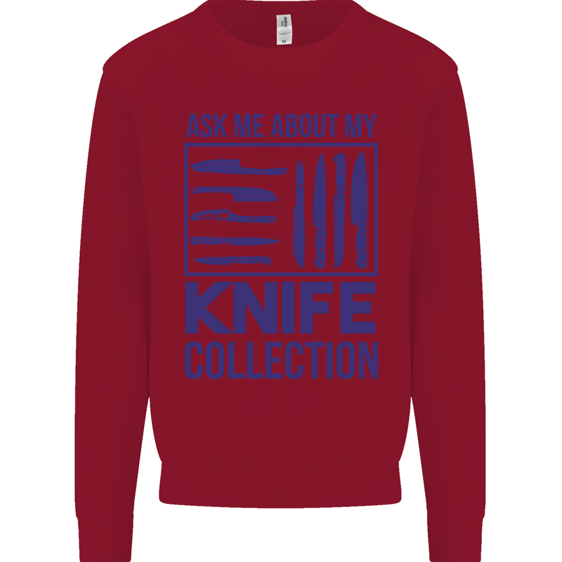 Ask About My Knife Collection Funny Chef Kids Sweatshirt Jumper Red