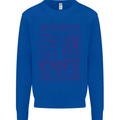 Ask About My Knife Collection Funny Chef Kids Sweatshirt Jumper Royal Blue