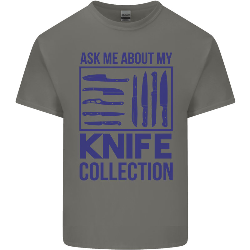 Ask About My Knife Collection Funny Chef Kids T-Shirt Childrens Charcoal
