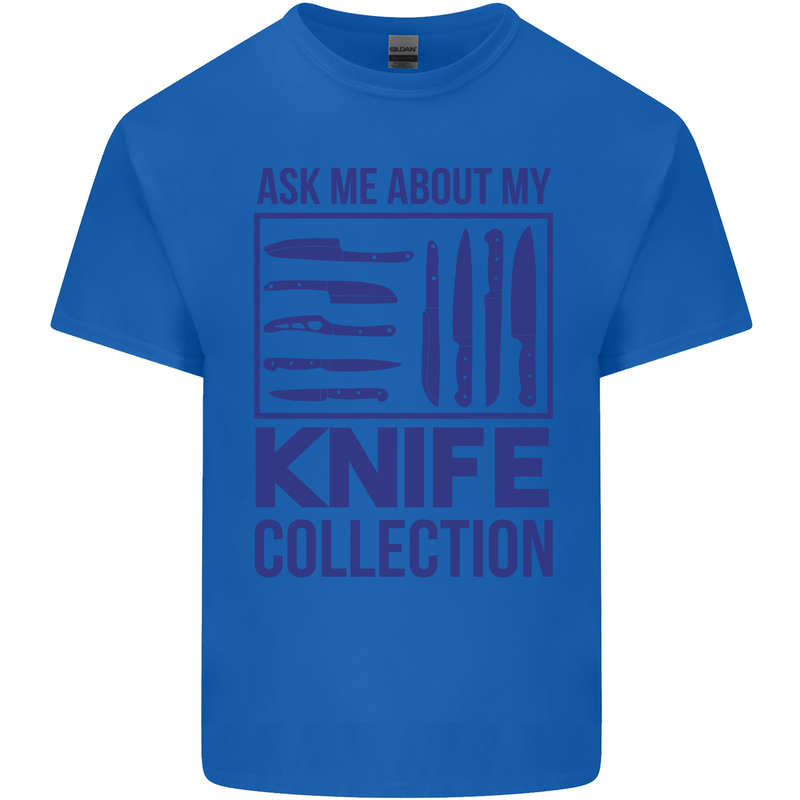 Ask About My Knife Collection Funny Chef Kids T-Shirt Childrens Royal Blue