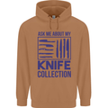 Ask About My Knife Collection Funny Chef Mens 80% Cotton Hoodie Caramel Latte