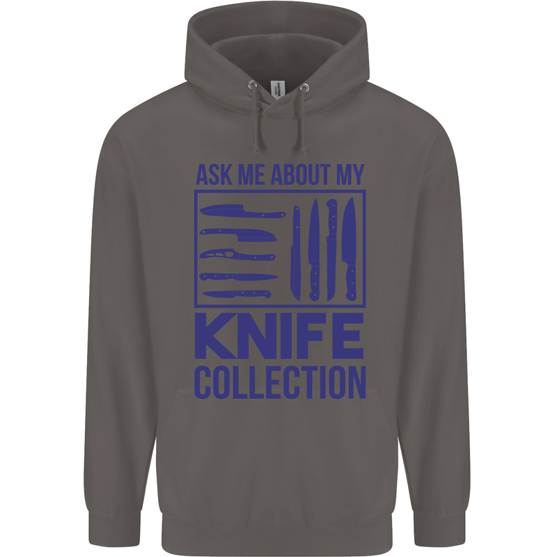 Ask About My Knife Collection Funny Chef Mens 80% Cotton Hoodie Charcoal