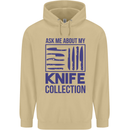 Ask About My Knife Collection Funny Chef Mens 80% Cotton Hoodie Sand