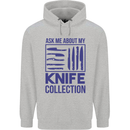 Ask About My Knife Collection Funny Chef Mens 80% Cotton Hoodie Sports Grey