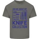 Ask About My Knife Collection Funny Chef Mens Cotton T-Shirt Tee Top Charcoal