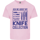 Ask About My Knife Collection Funny Chef Mens Cotton T-Shirt Tee Top Light Pink
