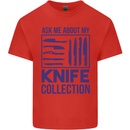 Ask About My Knife Collection Funny Chef Mens Cotton T-Shirt Tee Top Red
