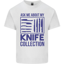 Ask About My Knife Collection Funny Chef Mens Cotton T-Shirt Tee Top White