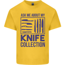Ask About My Knife Collection Funny Chef Mens Cotton T-Shirt Tee Top Yellow