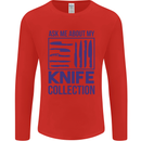 Ask About My Knife Collection Funny Chef Mens Long Sleeve T-Shirt Red