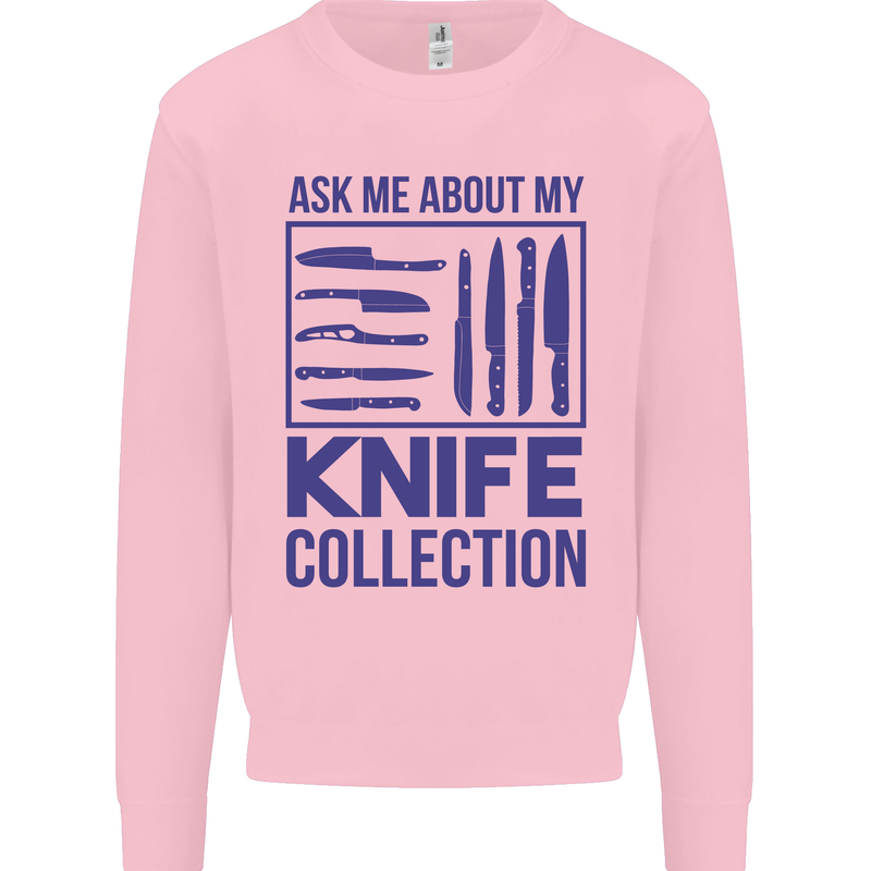 Ask About My Knife Collection Funny Chef Mens Sweatshirt Jumper Light Pink