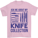 Ask About My Knife Collection Funny Chef Mens T-Shirt 100% Cotton Light Pink