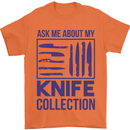 Ask About My Knife Collection Funny Chef Mens T-Shirt 100% Cotton Orange