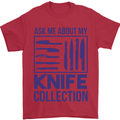 Ask About My Knife Collection Funny Chef Mens T-Shirt 100% Cotton Red