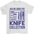 Ask About My Knife Collection Funny Chef Mens T-Shirt 100% Cotton White