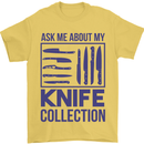 Ask About My Knife Collection Funny Chef Mens T-Shirt 100% Cotton Yellow