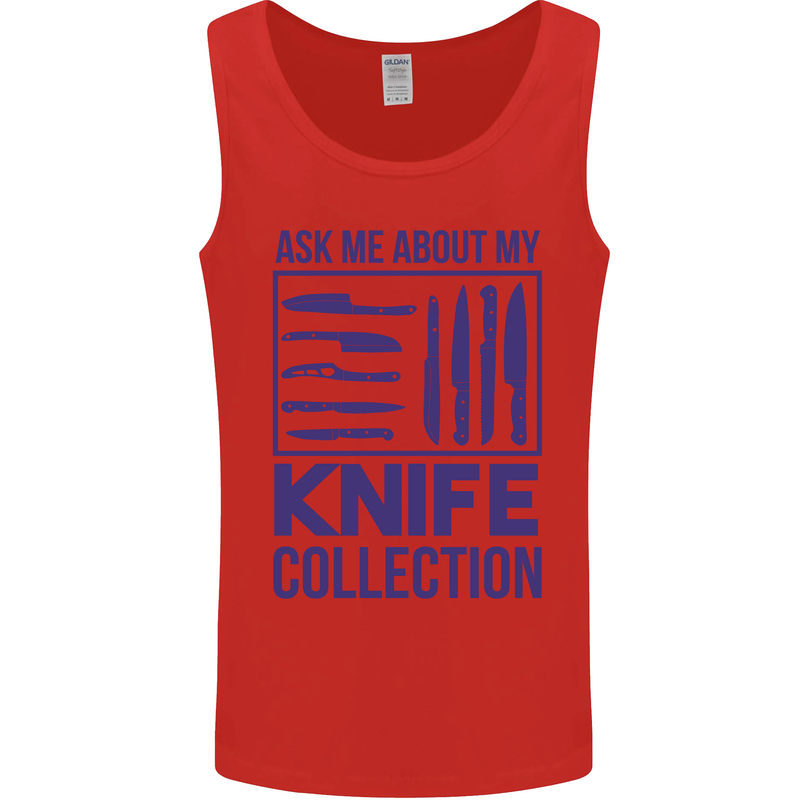 Ask About My Knife Collection Funny Chef Mens Vest Tank Top Red