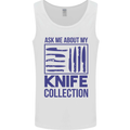 Ask About My Knife Collection Funny Chef Mens Vest Tank Top White