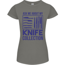 Ask About My Knife Collection Funny Chef Womens Petite Cut T-Shirt Charcoal