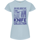 Ask About My Knife Collection Funny Chef Womens Petite Cut T-Shirt Light Blue