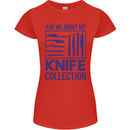 Ask About My Knife Collection Funny Chef Womens Petite Cut T-Shirt Red