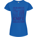 Ask About My Knife Collection Funny Chef Womens Petite Cut T-Shirt Royal Blue