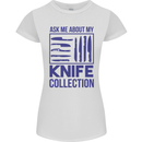 Ask About My Knife Collection Funny Chef Womens Petite Cut T-Shirt White