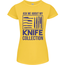 Ask About My Knife Collection Funny Chef Womens Petite Cut T-Shirt Yellow