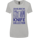 Ask About My Knife Collection Funny Chef Womens Wider Cut T-Shirt Sports Grey