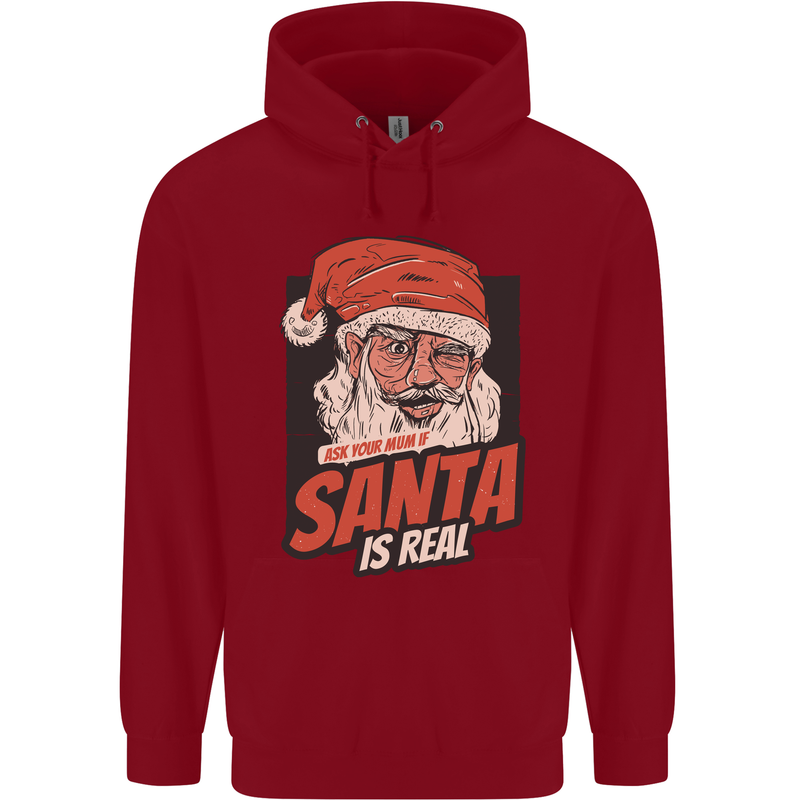 Ask Your Mum If Santa Real Funny Christmas Childrens Kids Hoodie Red